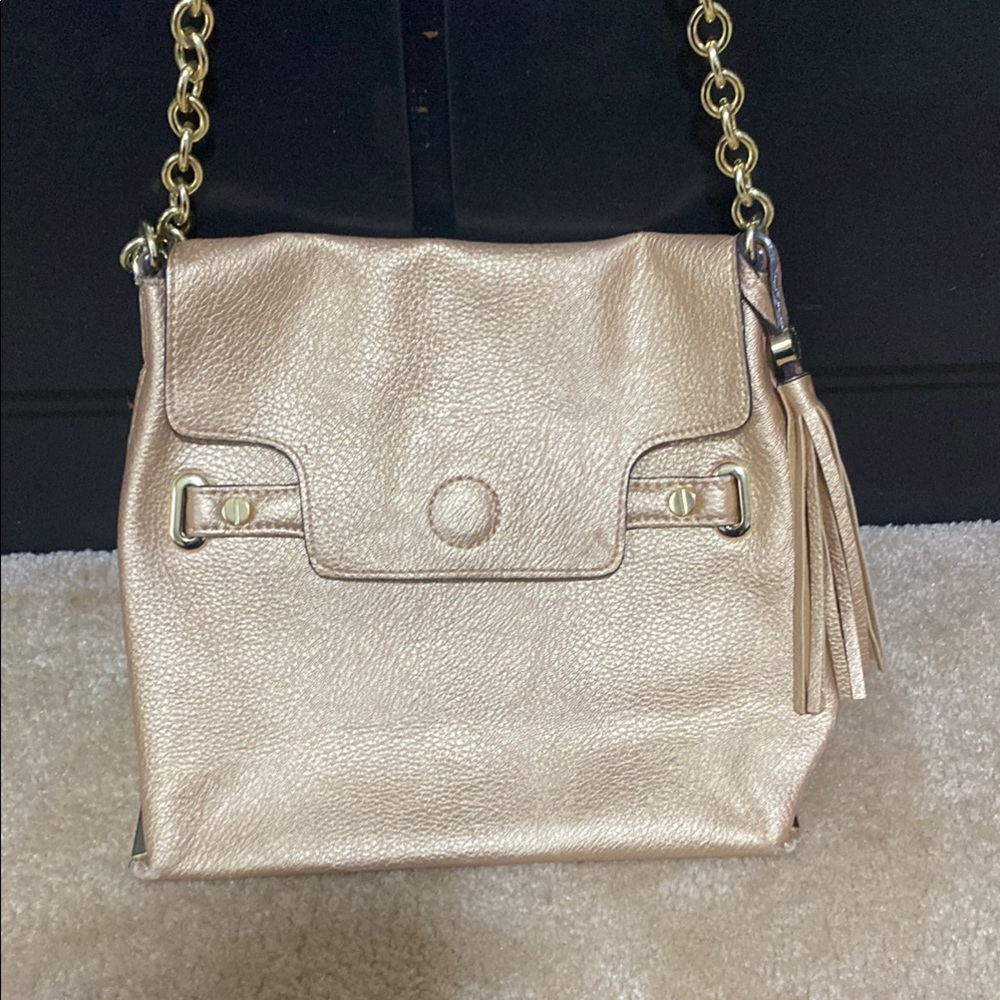 Gold Leather Chain Strap Bag
